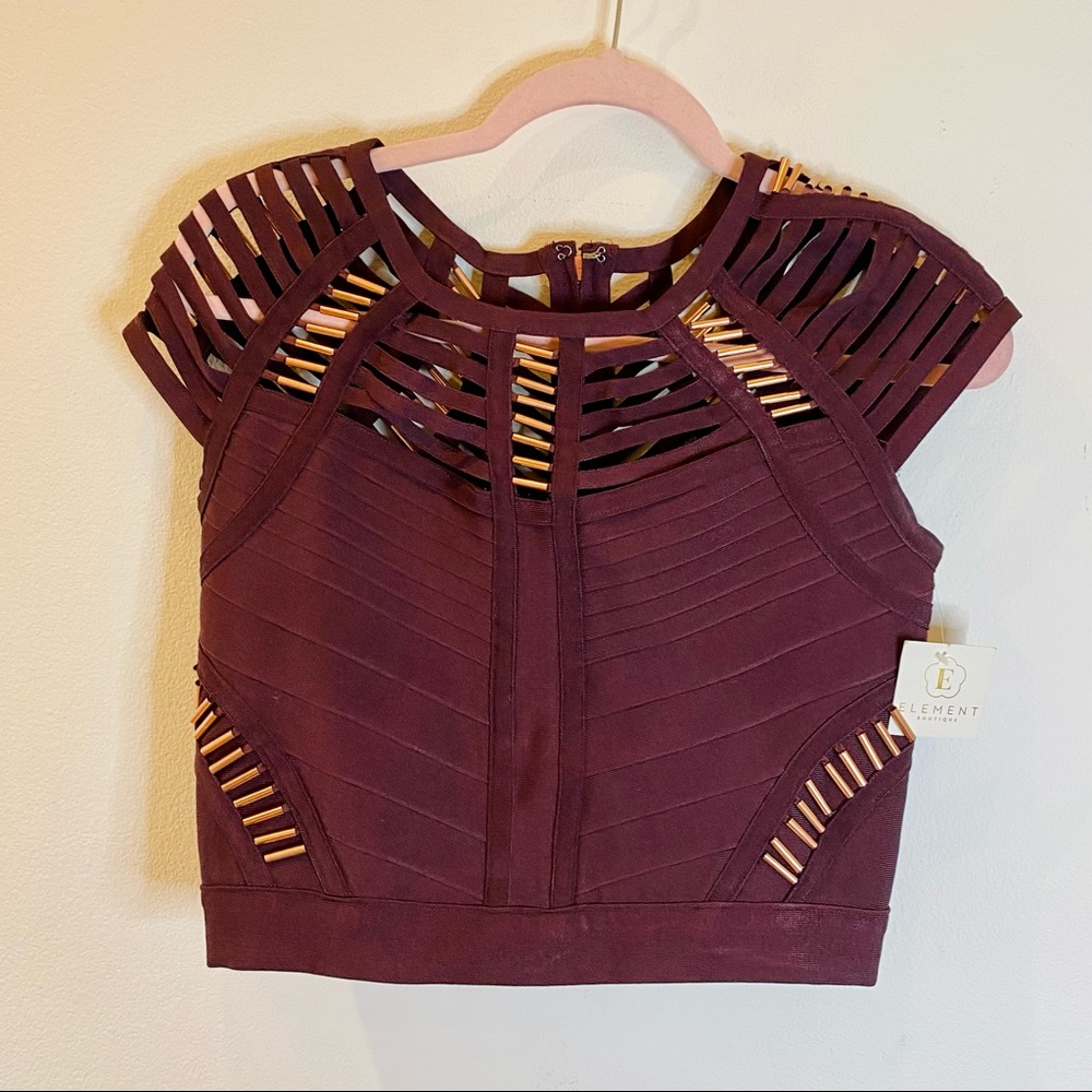 Cropped Detailed Deep Purple Top